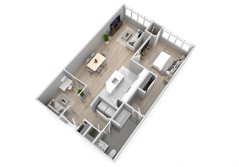 Floor plan for 1 bed, 1 bath, 1163 sqft